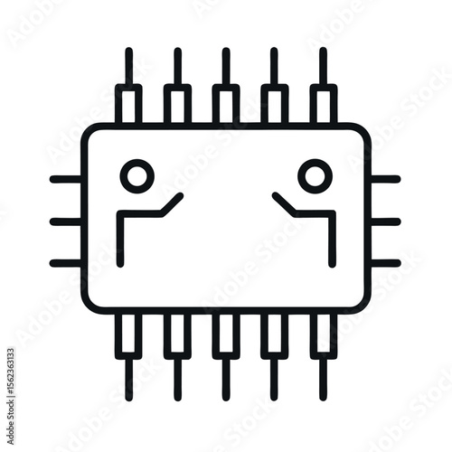 White Background Outline of LM324 Op Amp IC