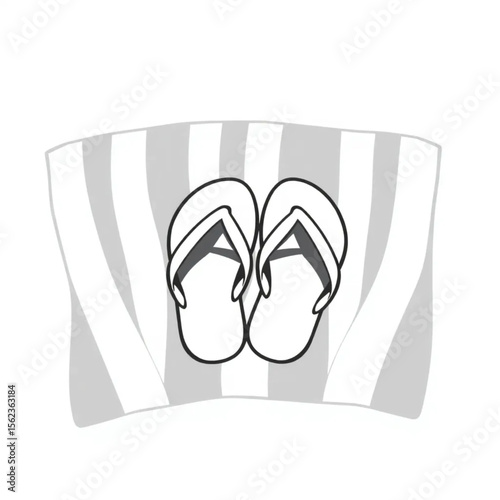 A pair of flip-flops on a beach towel