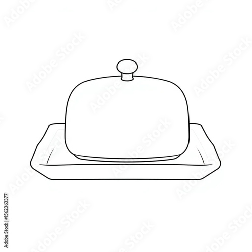 A ceramic butter dish on a breakfast tray