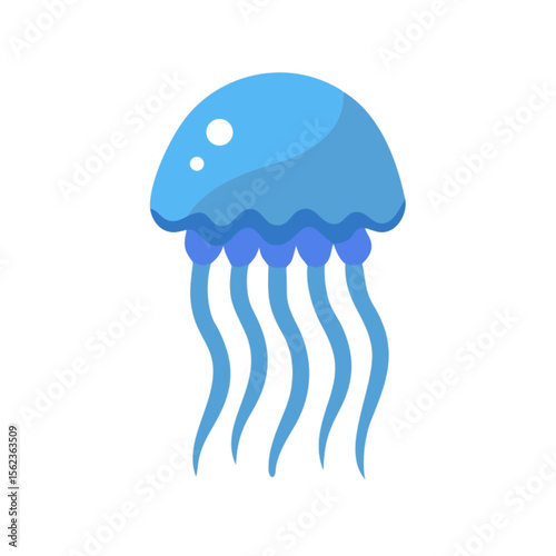 Blue jellyfish elegantly drift through the dark ocean, their umbrella-like forms illustrating vibrant underwater wildlife