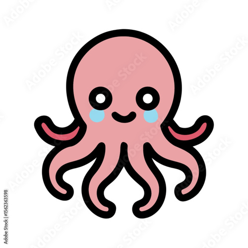 Cute cartoon octopus character vector illustration