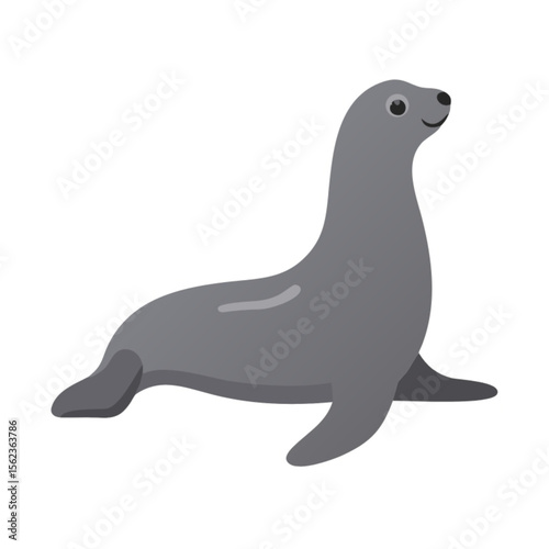 Cute cartoon sea lion mammal on the water, an isolated vector illustration of a wild marine animal