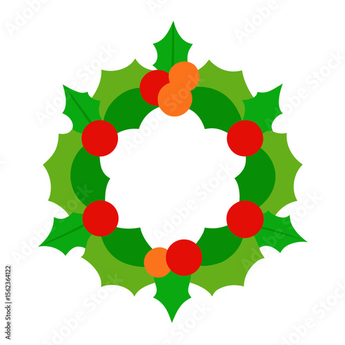 christmas wreath with holly berries