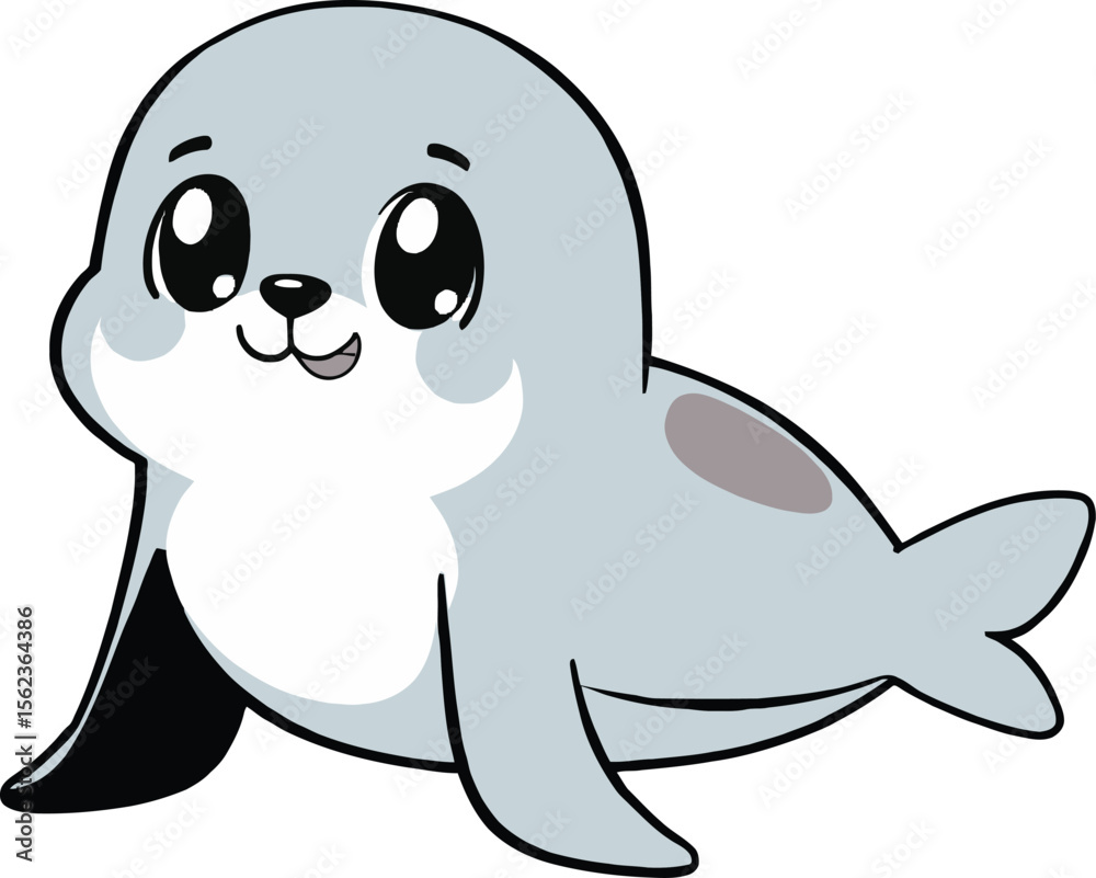 Fototapeta premium Cute cartoon a illustrator vector Seal
