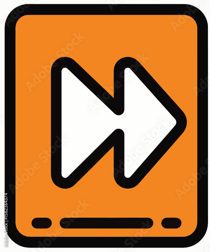 A bold vector icon in orange features a "fast forward" double arrow, enclosed in a rounded rectangle, perfect for multimedia controls.