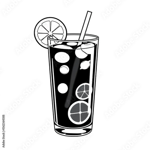 A glass of lemonade with a paper straw