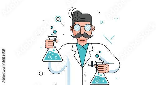 Mad Scientist Conducting Chemical Experiment in Laboratory