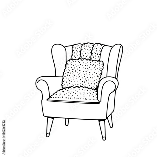A woollen cushion on a reading chair