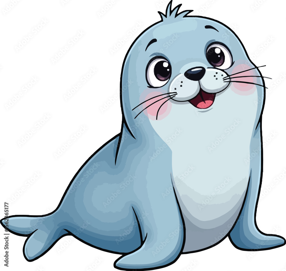 Fototapeta premium Cute cartoon a illustrator vector Seal