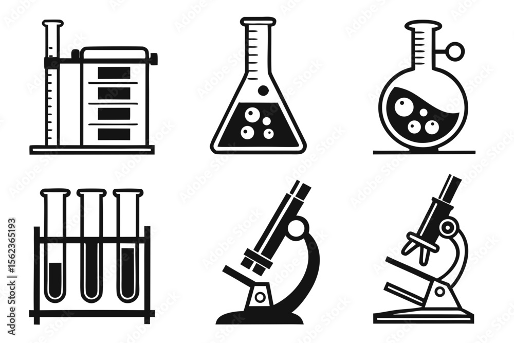 Obraz premium laboratory icon set sihouetteblack vector bundle