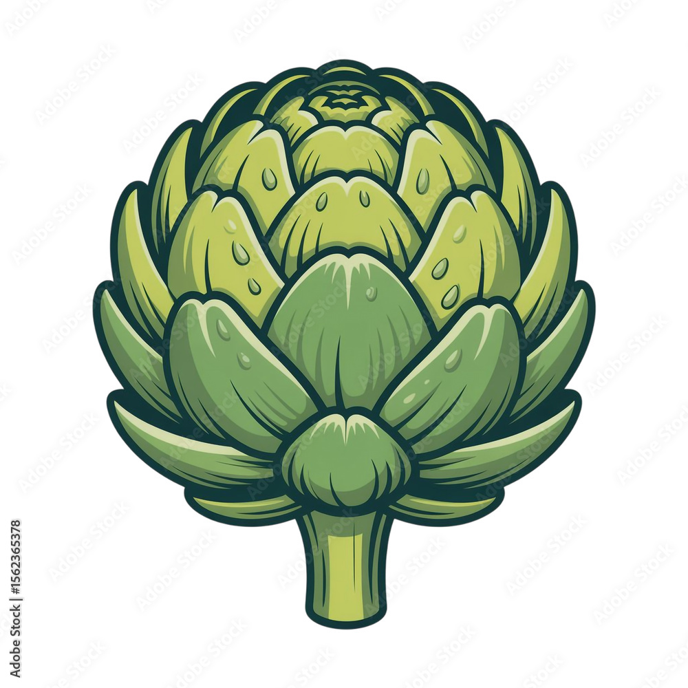 Fototapeta premium Vibrant Green Artichoke Illustration: Fresh, Detailed Vector Graphic for Culinary Branding