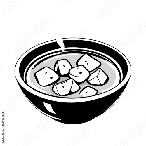 A ceramic soup bowl with croutons