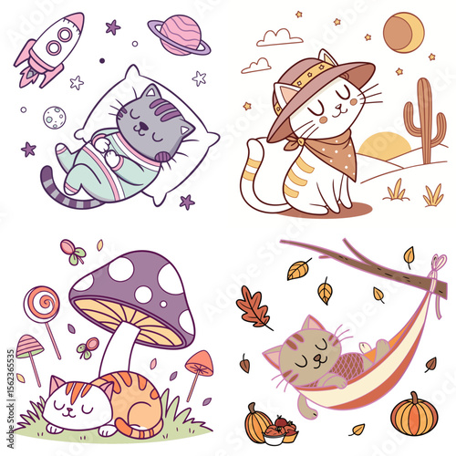 High-Quality sleeping cats Illustrations in Various Styles – SVG Bundle