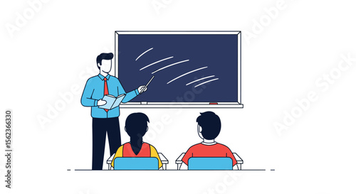 Teacher instructing students in a classroom