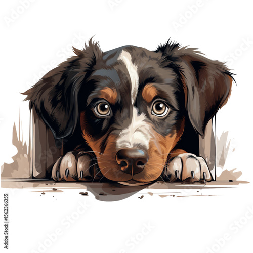 Cute young dachshund puppy, a domestic pet canine, playing with a bone toy on a white isolated background