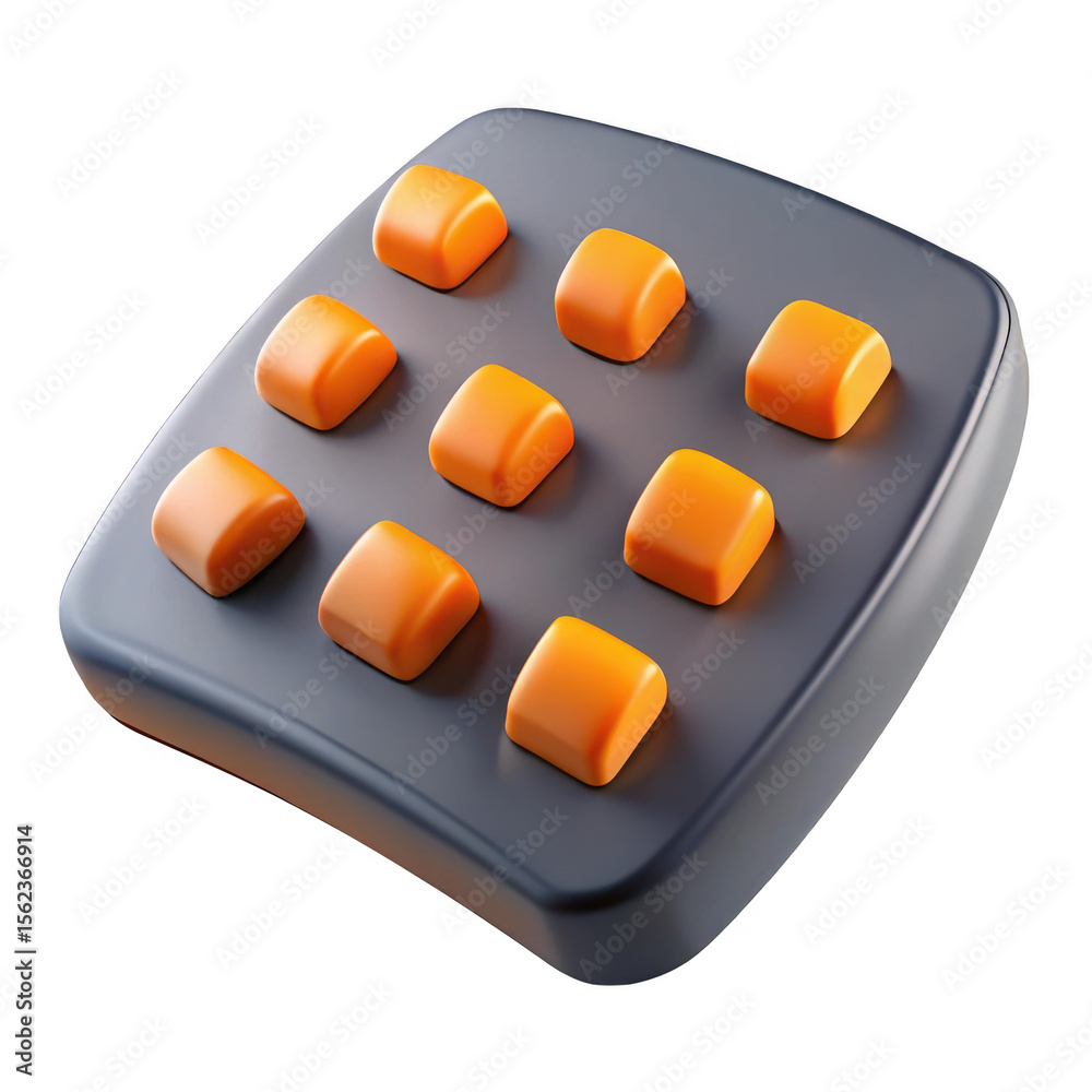 Nine button pad 3d render isolated on transparent background Nine button pad 3d render isolated on transparent background