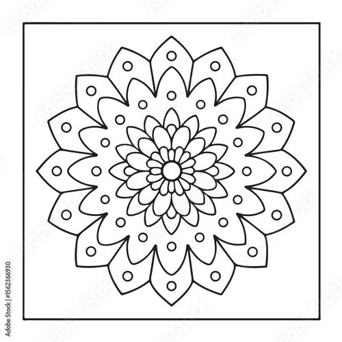 Intricate Mandala Coloring Pages for Adults – Relaxing and Detailed Design, Mandala Coloring Pages For Adults, Black & White, Mandala coloring page, Adult coloring mandala, Line Art, Illustration,