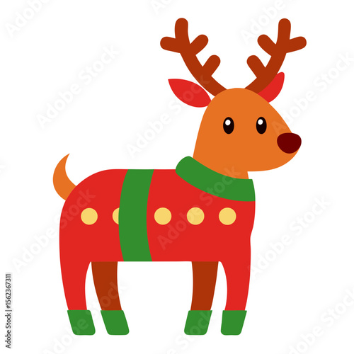 christmas reindeer with red ribbon