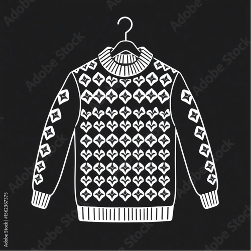 A woollen jumper on a coat hanger