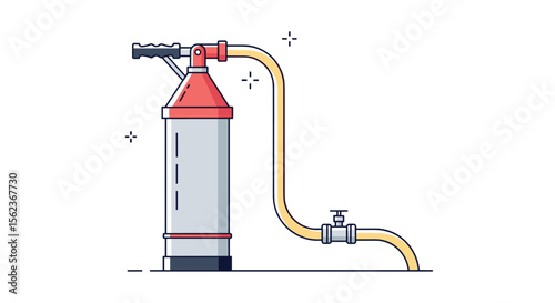 Industrial compressed air tank with pipe and valve system