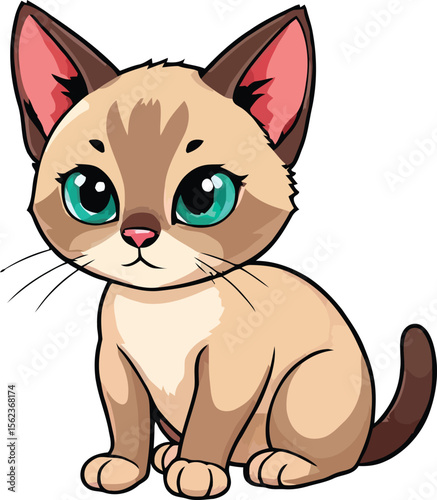 Cute cartoon a illustrator vector Siamese cat