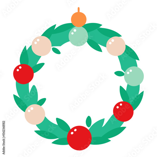 christmas wreath with holly berries