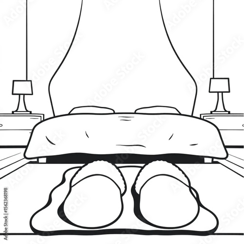 A pair of slippers on a bedroom rug