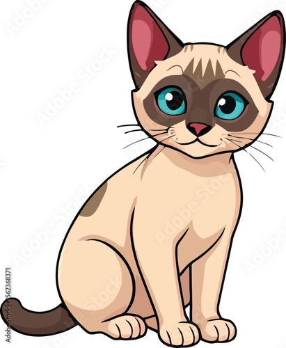 Cute cartoon a illustrator vector Siamese cat