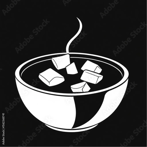 A ceramic soup bowl with croutons