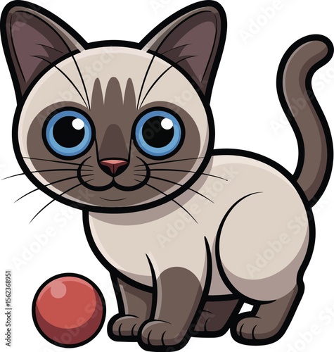 Cute cartoon a illustrator vector Siamese cat