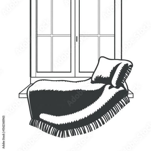 A woollen throw on a window seat