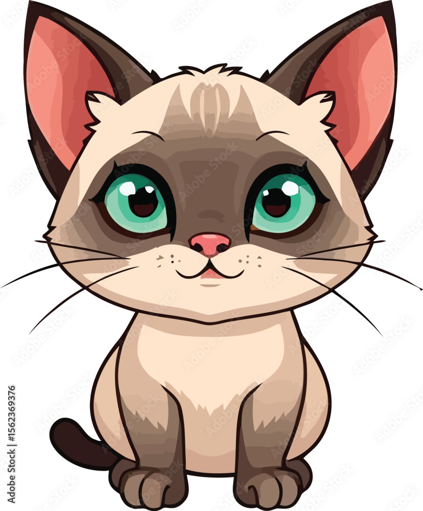 Obraz premium Cute cartoon a illustrator vector Siamese cat