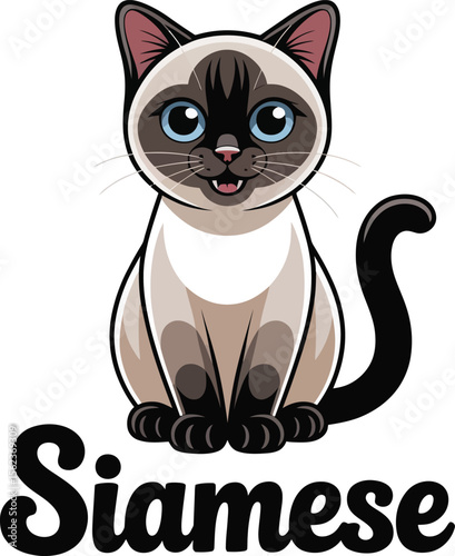 Cute cartoon a illustrator vector Siamese cat