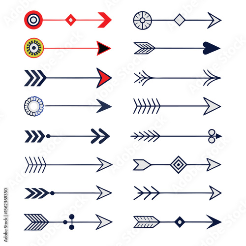 Set of vector arrow icons showing various directions and cursor symbols