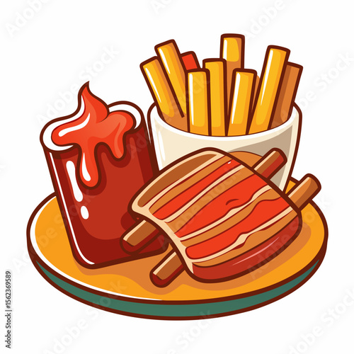 french fries and ketchup