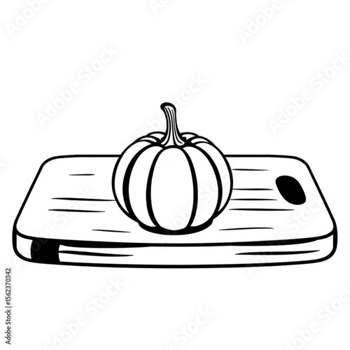 A single pumpkin seed on a chopping board