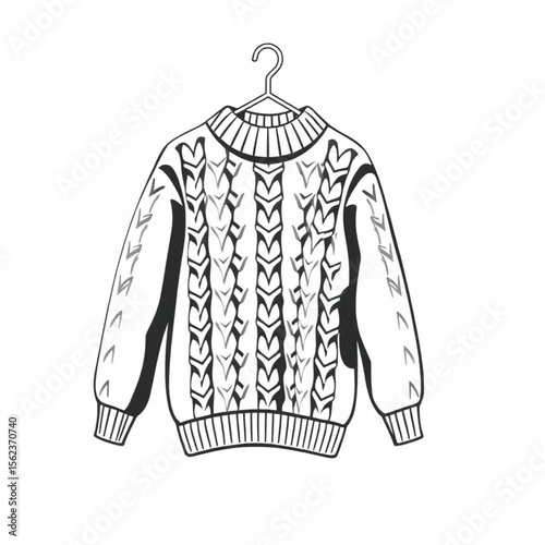 A woollen jumper on a coat hanger