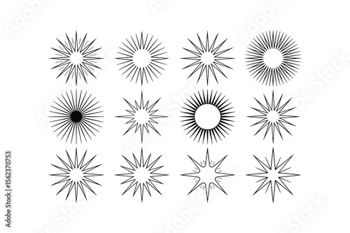 Burst starbursts and sunbursts graphic elements radial rays