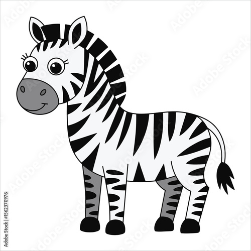 Zebra cartoon vector isolated on white. Striped safari animal illustration perfect for wildlife education and jungle adventure themes.