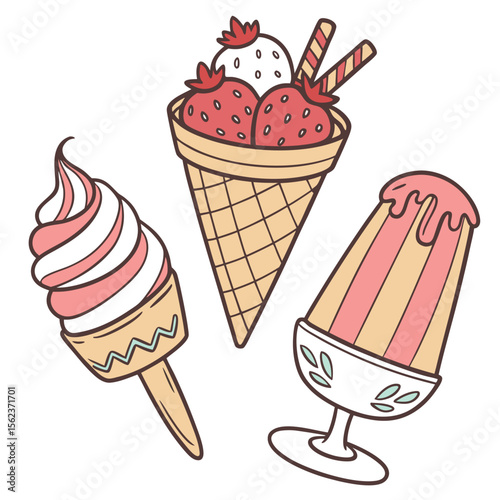 Colorful popsicle ice cream treat silhouette isolated on white background