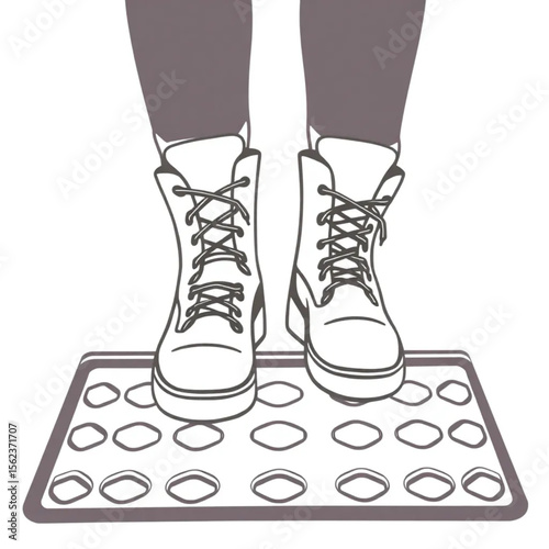 A pair of walking boots on a doormat