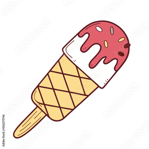 Colorful popsicle ice cream treat silhouette isolated on white background