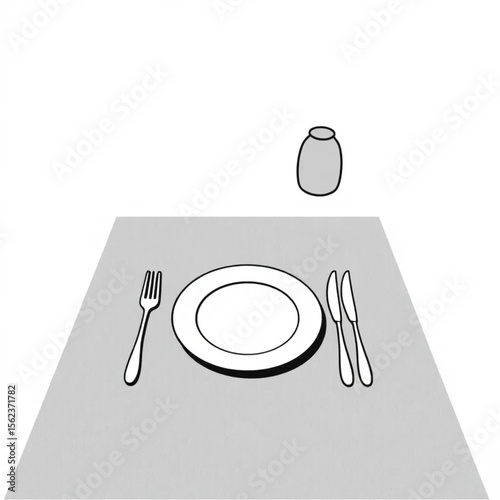 A linen placemat on a dinner table