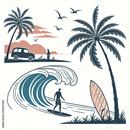 "Surf’s Up! Tropical Vector Elements Collection"

