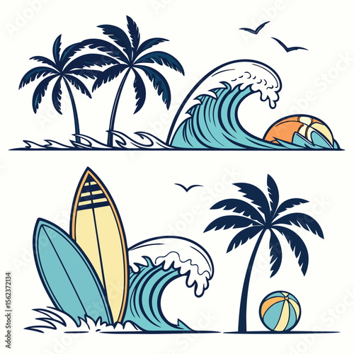 "Surf’s Up! Tropical Vector Elements Collection"


