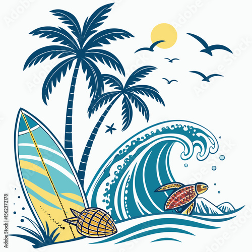 "Surf’s Up! Tropical Vector Elements Collection"

