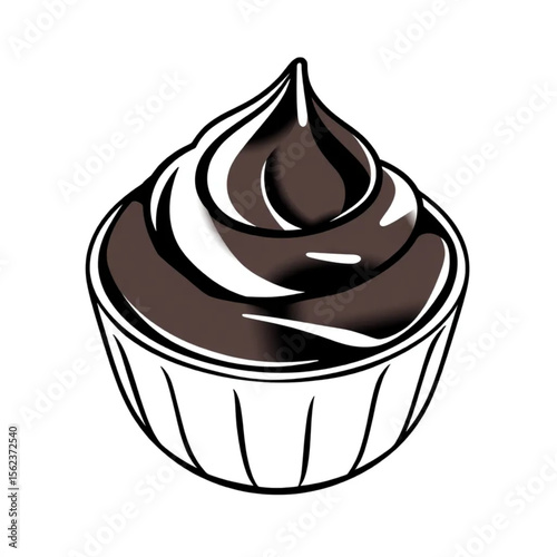 A ceramic ramekin with chocolate mousse