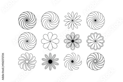 Swirling floral patterns and petal designs abstract black and white