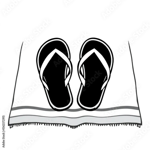 A pair of flip-flops on a beach towel