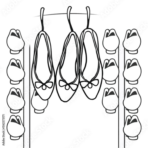 A pair of ballet pumps on a shoe rack